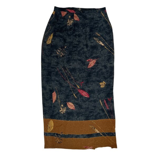 Vintage 90s Gray Earthy Floral Cottagecore Fairy Grunge Bohemian Maxi Skirt / 8 - Picture 5 of 6